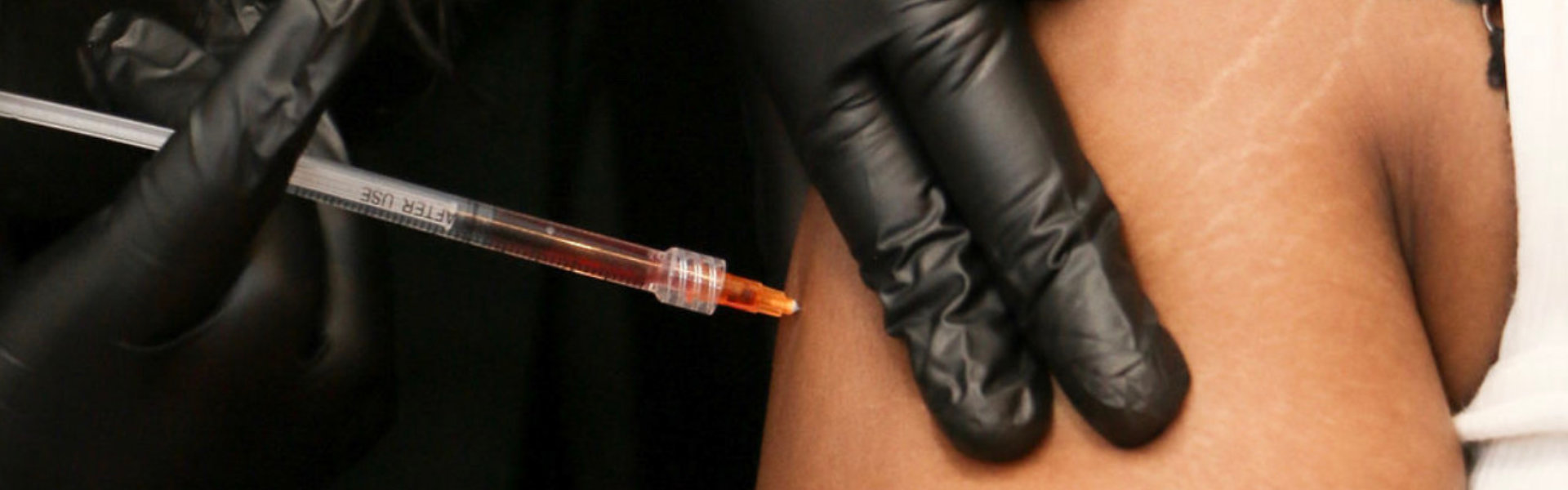 close up view of injection process